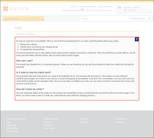 Captura de pantalla de la página Ayuda