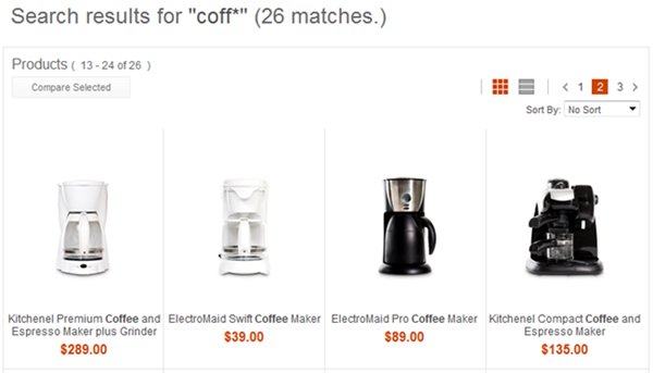 Captura de pantalla para búsquedas comodín