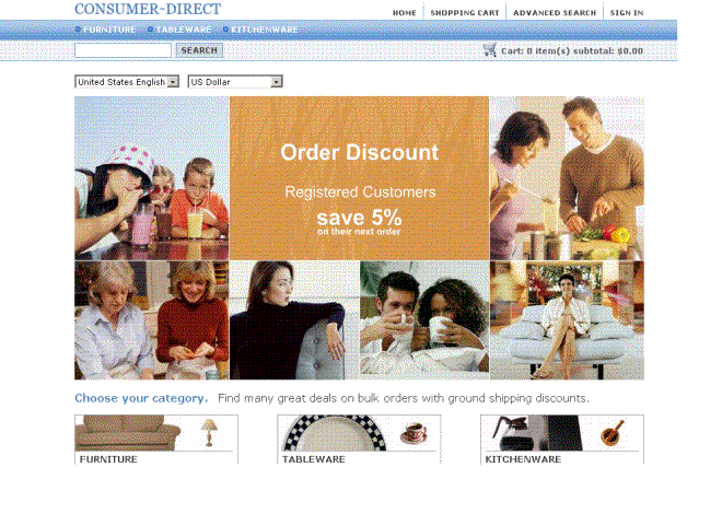 Esta captura de pantalla muestra la página de visualización de las categorías principales