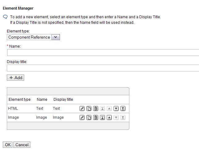 Captura de pantalla del gestor de elementos