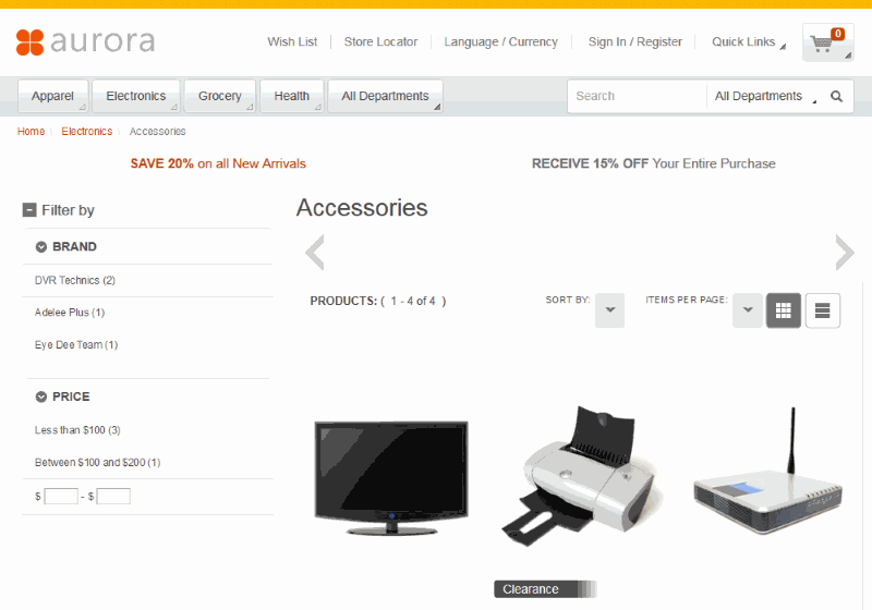 Vista de Catálogo maestro de escaparate