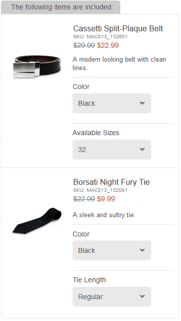Ejemplo de un widget de Componentes para un kit