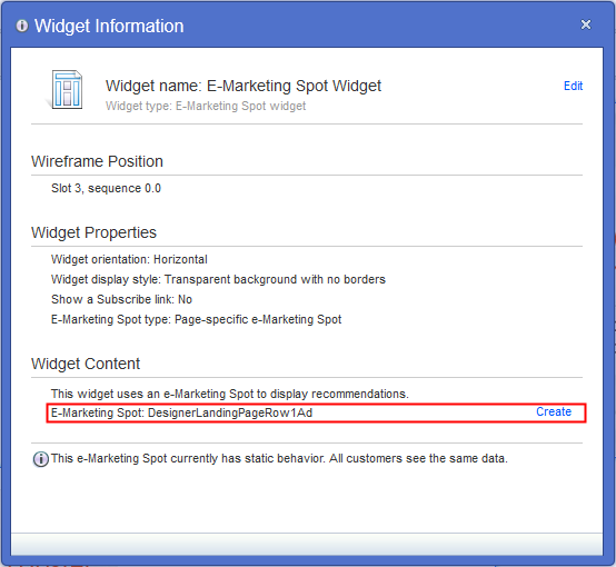 Ventana Información de widget