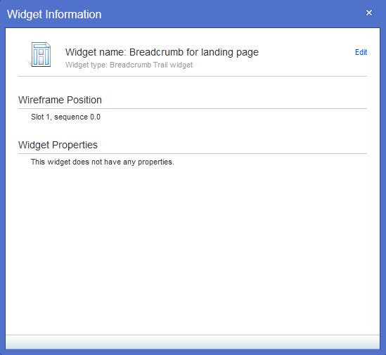 Ventana Información de widget