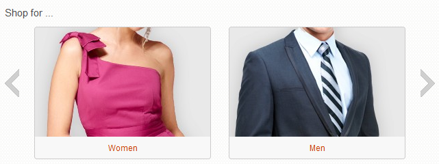 Ejemplo de un widget de Zona de e-Marketing que muestra categorías