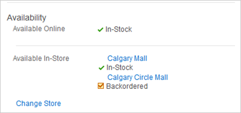 Ejemplo de un widget de Disponibilidad de inventario