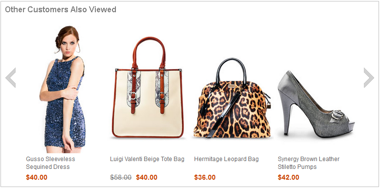 Ejemplo de un widget de IBM Product Recommendations