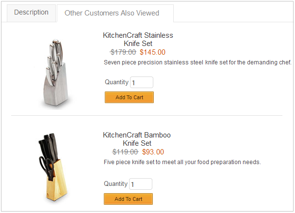 Una página de tienda que muestra recomendaciones dinámicas de Intelligent Offer