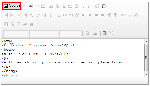 Icono Visualizar HTML del editor de texto enriquecido
