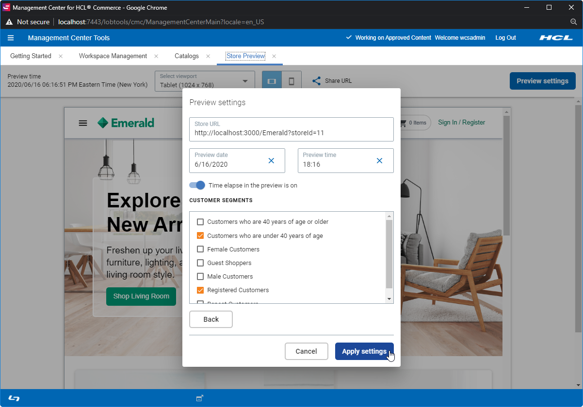 Vista previa de la tienda