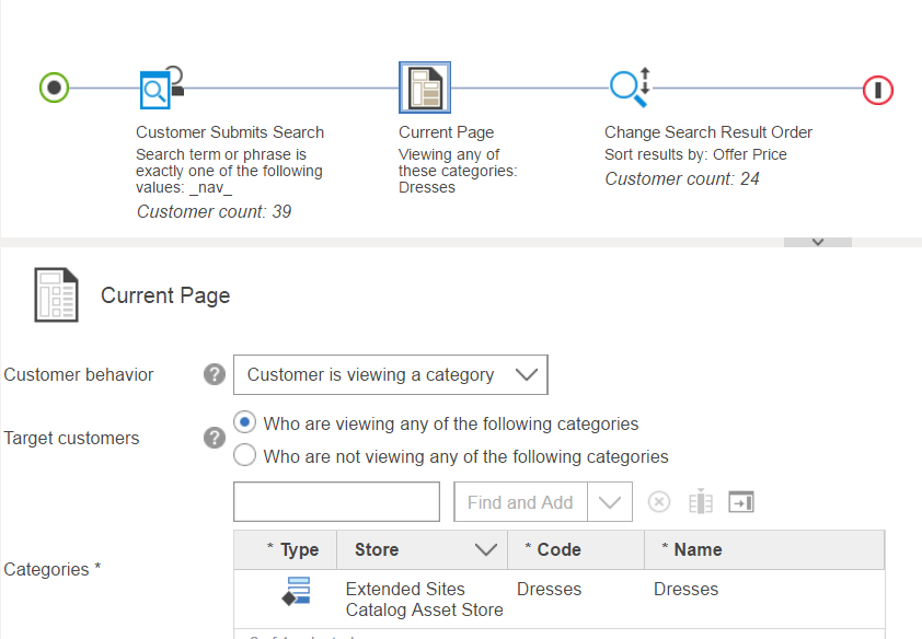Captura de pantalla que muestra cómo crear una regla para página actual