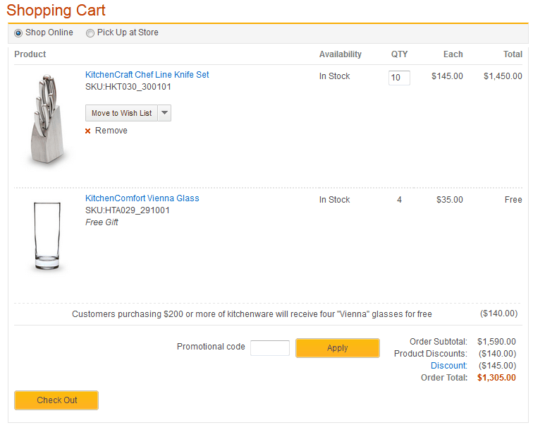 Página de resumen del carro de la compra con la promoción aplicada