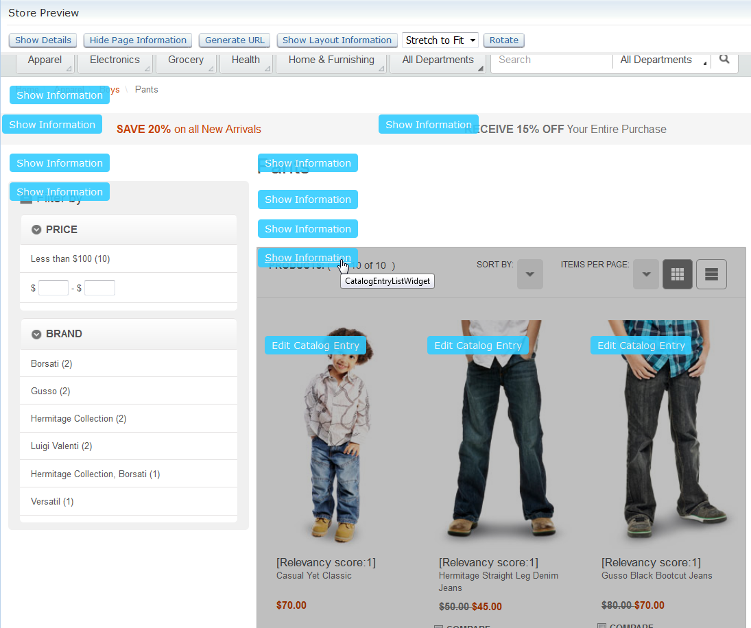 Información de diseño de página