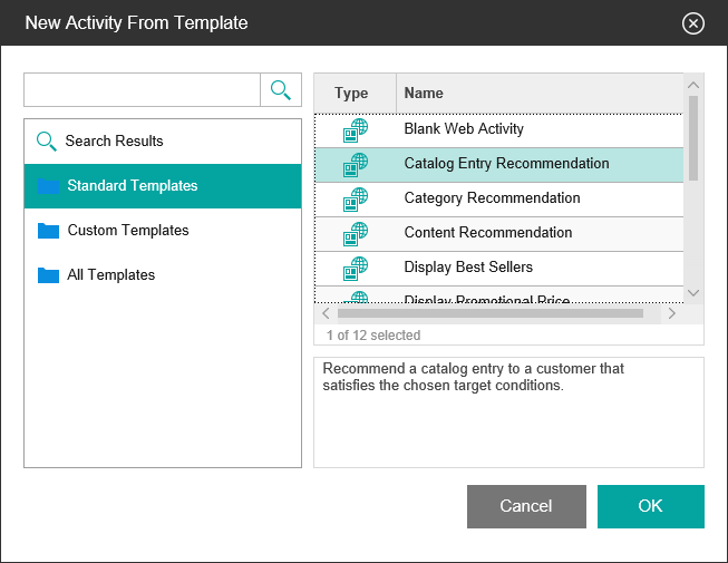 plantilla de recomendación de entrada de catálogo