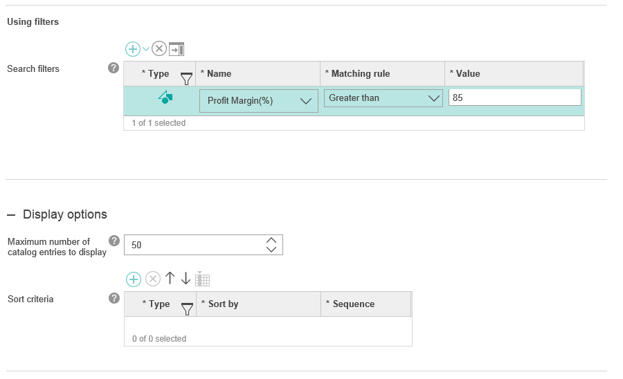 Número máximo de entradas de catálogo a visualizar.