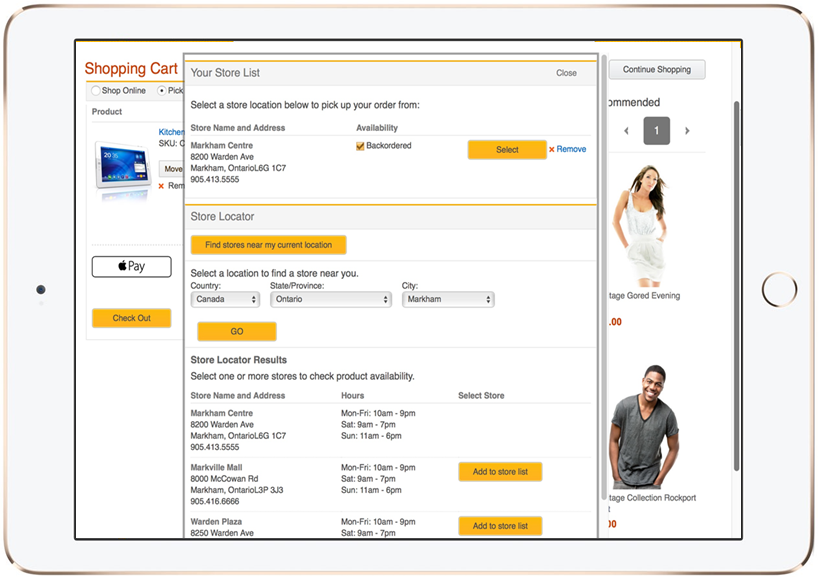 Page Achat en ligne, retrait en magasin
