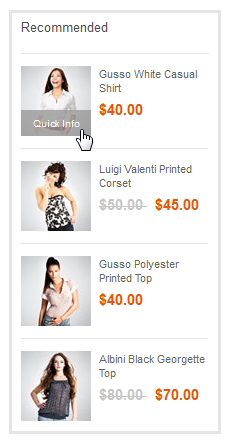 Panneau Produits recommandés