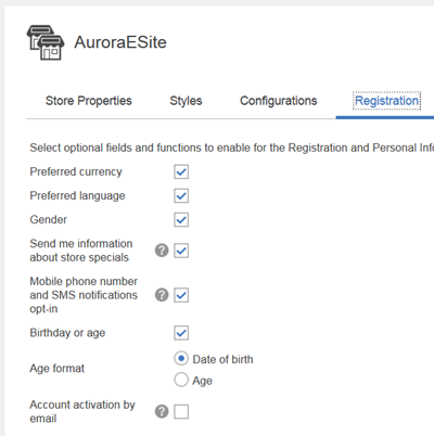 Activation de compte par courrier électronique désélectionnée