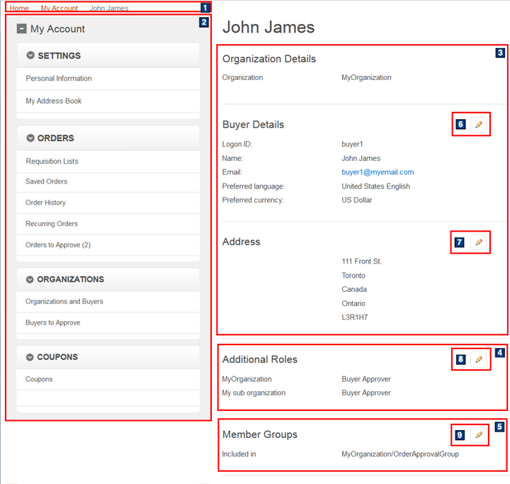 Page Détails de l'acheteur
