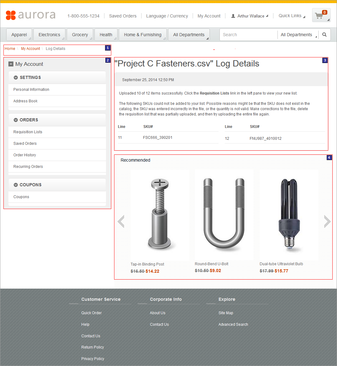 Capture d'écran de la page Journal des listes préconfigurées