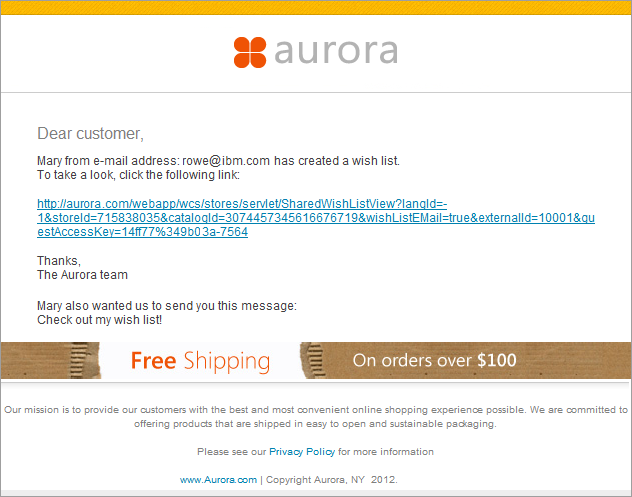 Message électronique d'envoi de la liste de présélection