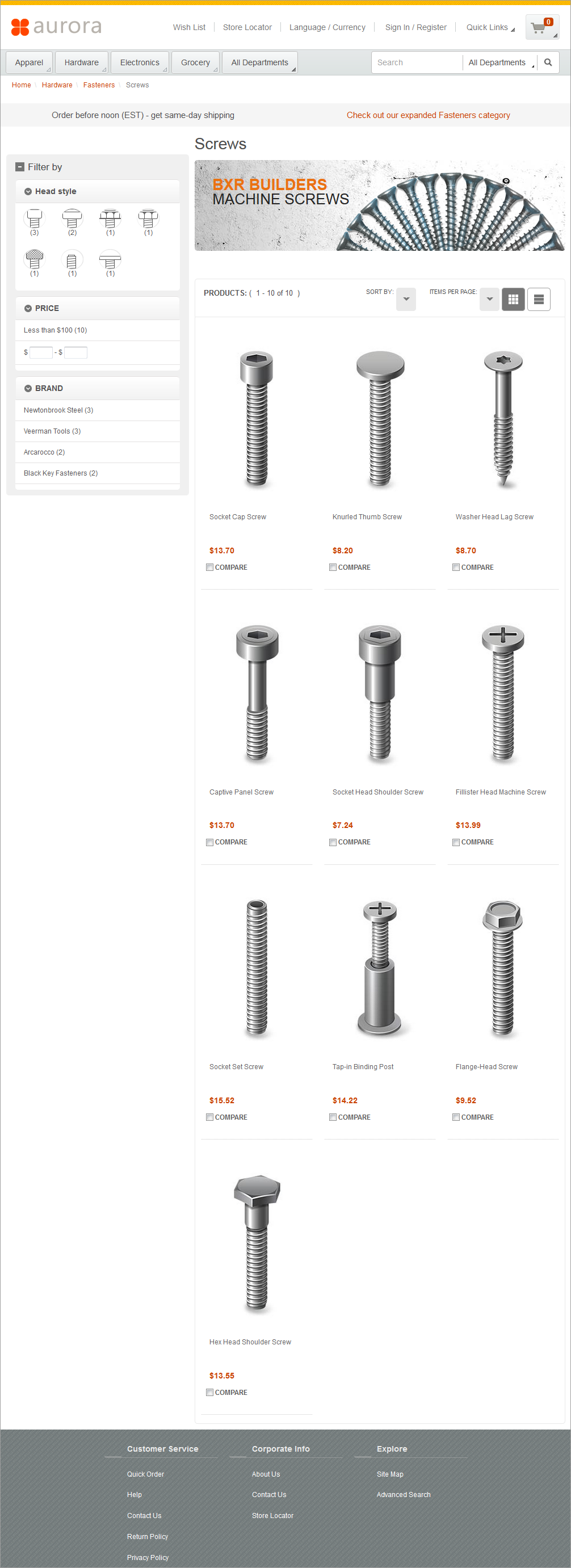 Capture d'écran de la page sur une tablette