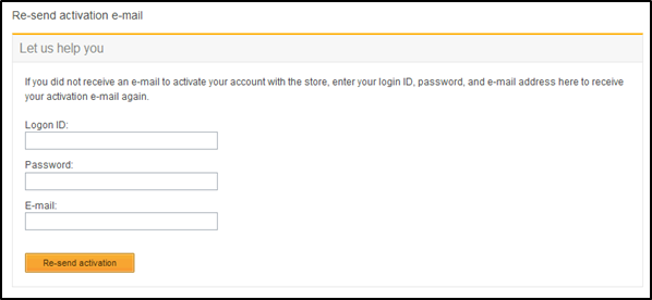 Capture d'écran de la page Renvoyer le courrier électronique d'activation