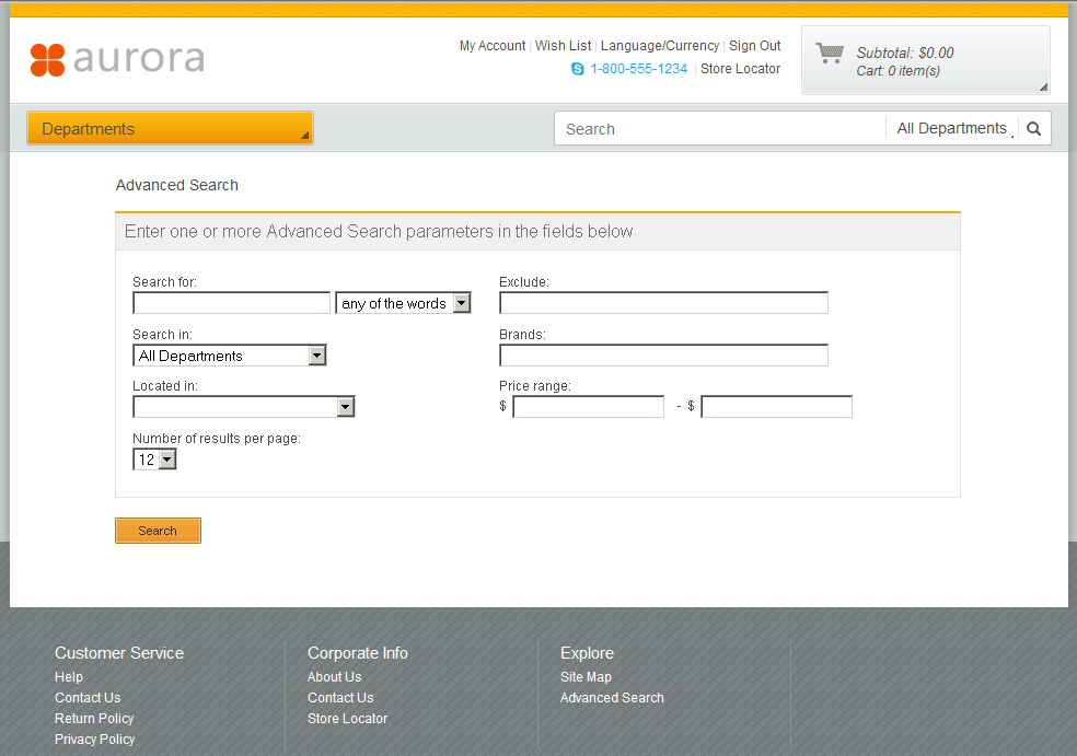 Capture d'écran de la page Recherche avancée