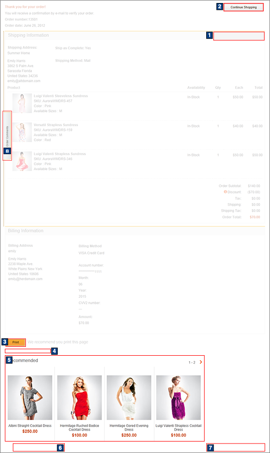 Page Confirmation de la commande
