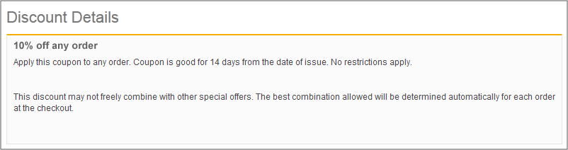 Capture d'écran de la page Détails de la remise
