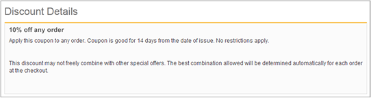 Capture d'écran de la page Détails de la remise