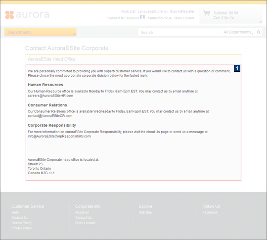 Capture d'écran de la page Nous contacter de l'entreprise