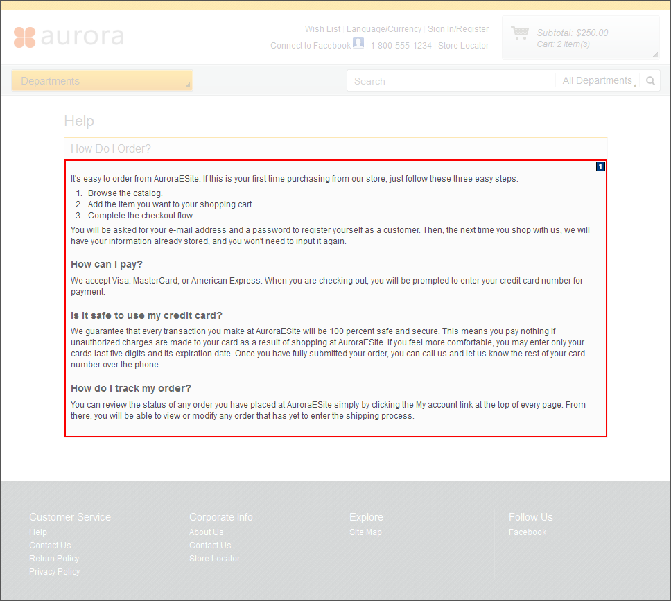 Capture d'écran de la page Aide