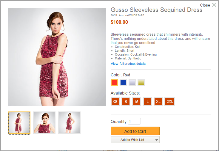 Capture d'écran de la page Informations rapides