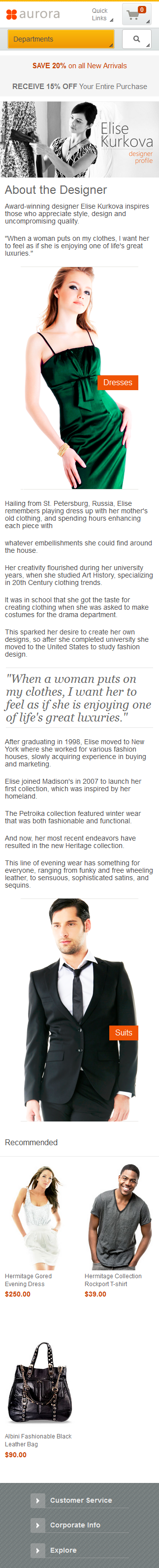 Capture d'écran de la page sur un appareil mobile