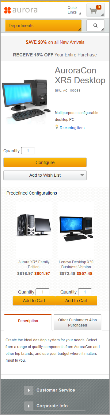 Capture d'écran de la page sur un appareil mobile