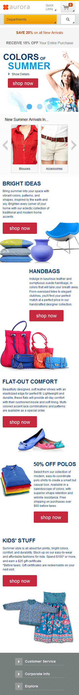 Capture d'écran de la page sur un appareil mobile