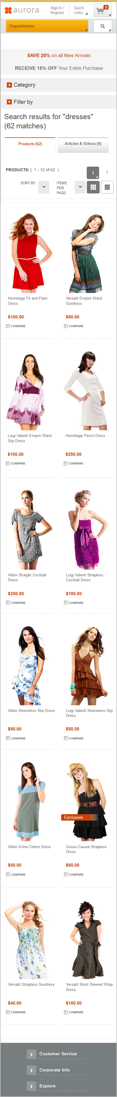 Capture d'écran de la page sur un appareil mobile