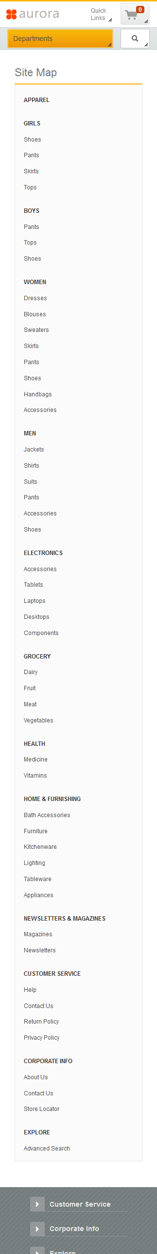 Capture d'écran de la page sur un appareil mobile