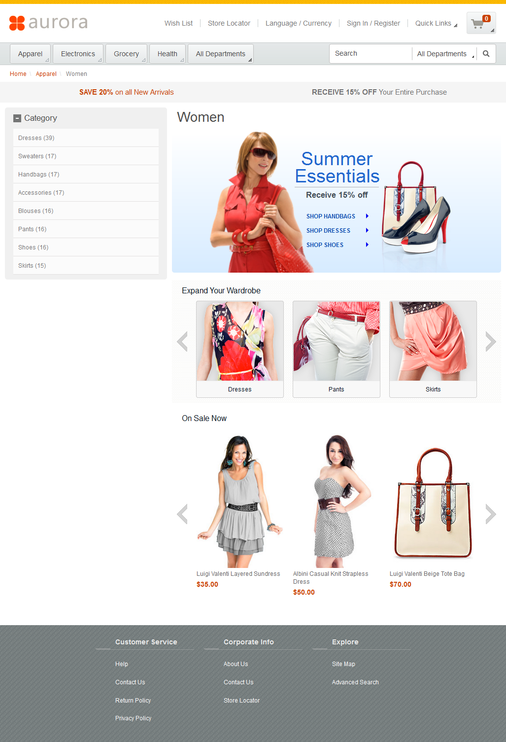 Capture d'écran de la page sur une tablette