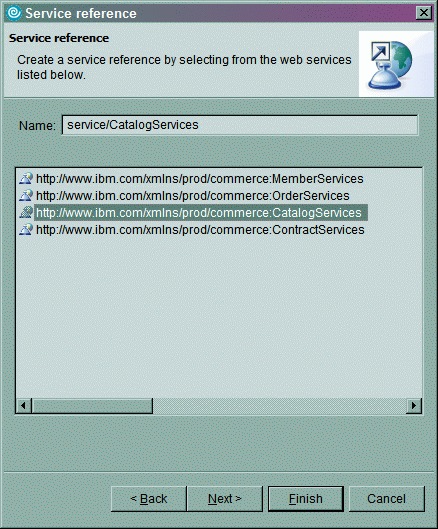 Sélection de la référence de service, Terminer.
