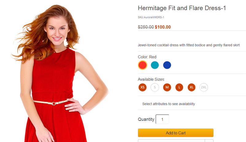 exemple d'échantillon dans le magasin type Aurora