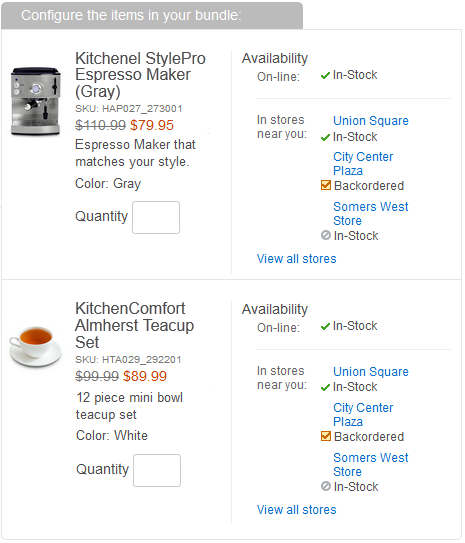Exemple de widget Composants pour une offre groupée