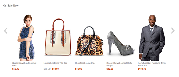 Exemple de widget Emplacement e-Marketing qui affiche des entrées de catalogue