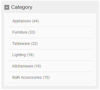 Exemple d'un widget Navigation de catégorie