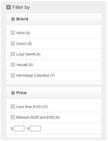 Widget Navigation dans les facettes avec orientation verticale