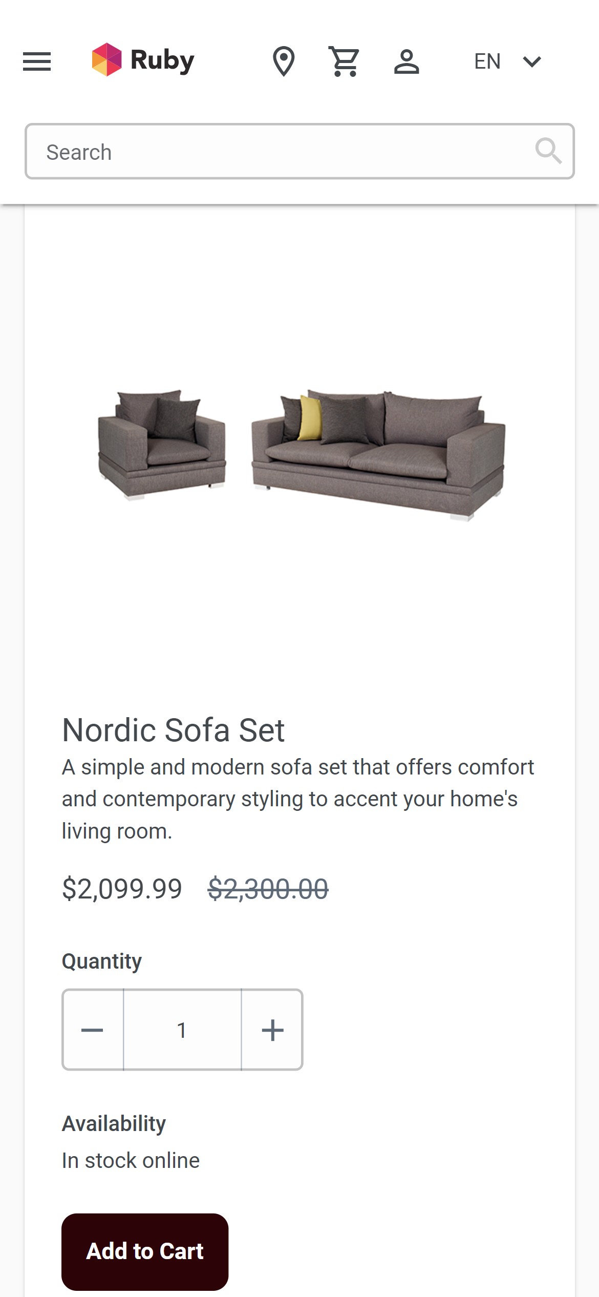 Capture d'écran de la page sur un appareil mobile