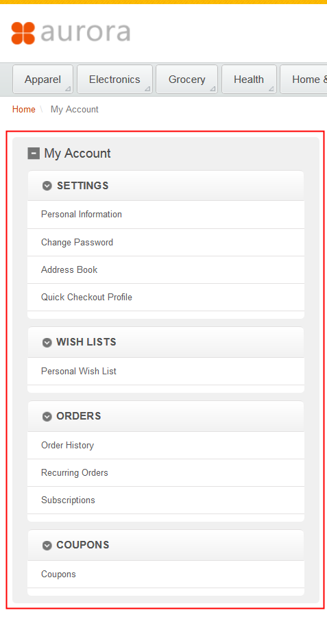 Récapitulatif de mon compte