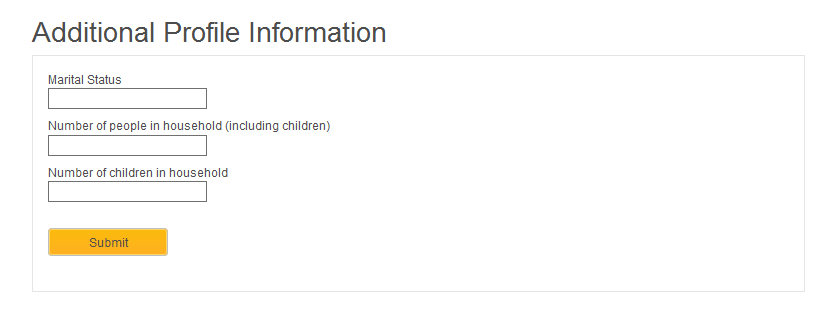 Entrée du formulaire Informations complémentaires sur le profil