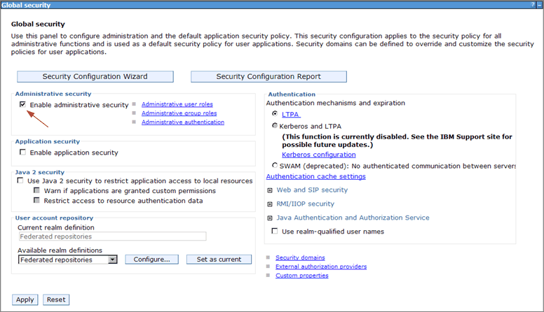 Clear the enable admin security